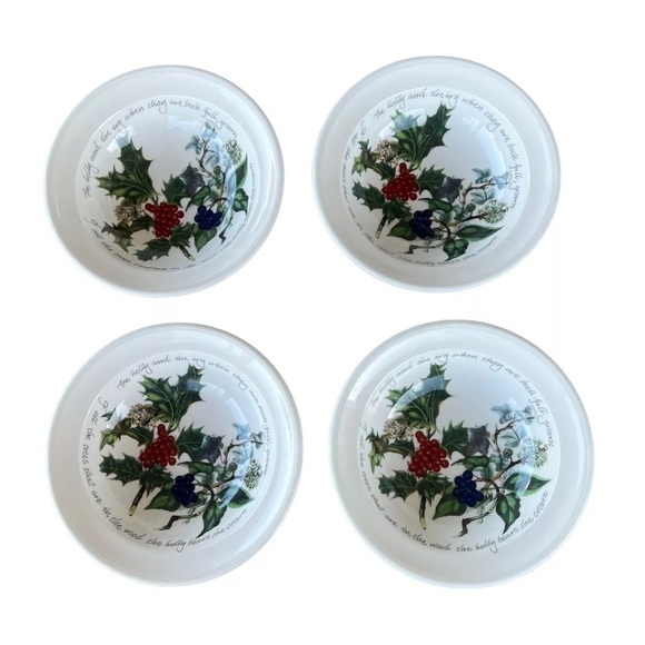Portmeirion The Holly & The Ivy Festive 4-piece Breakfast Bowl Set Holiday NWT - Picture 3 of 8